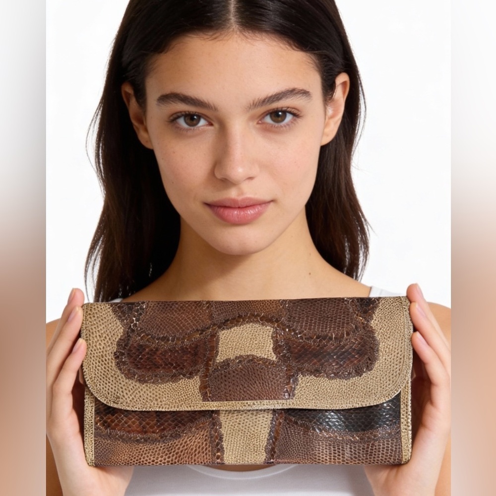 Carlos Falchi Vintage Snakeskin & Lizard Envelope Clutch